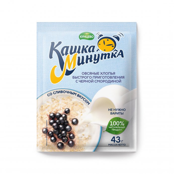 Хлопья овсяные со сливками "Кашка-Минутка" с черной смородиной