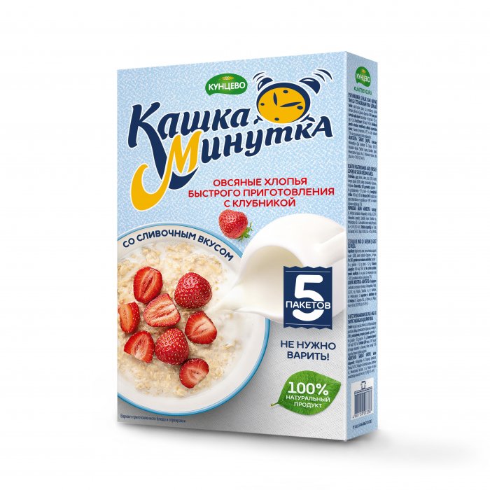 Хлопья овсяные со сливками "Кашка-Минутка" с клубникой 215 г