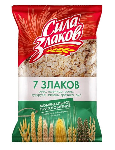 Зерновые хлопья "7 Злаков" (Смесь овсяных, ржаных, пшеничных, кукурузных, ячменных, гречневых, рисовых зерен)