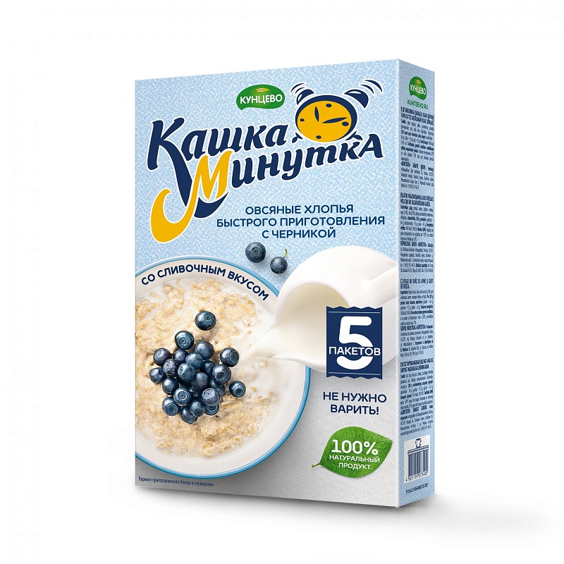Хлопья овсяные со сливками "Кашка-Минутка" с черникой 215